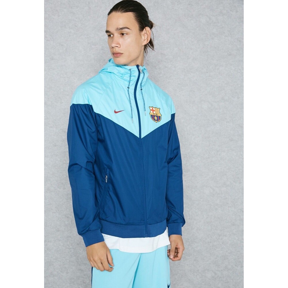 Nike Vintage Rare FCB Windrunner Jacket Glanz Nylon Barcelona Blue Large